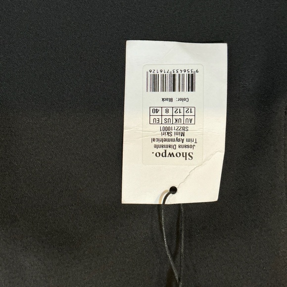 Showpo Josanna Diamante Trim Asymmetrical Mini Skirt – Black – Size 8 (NWT) - Picture 5 of 8